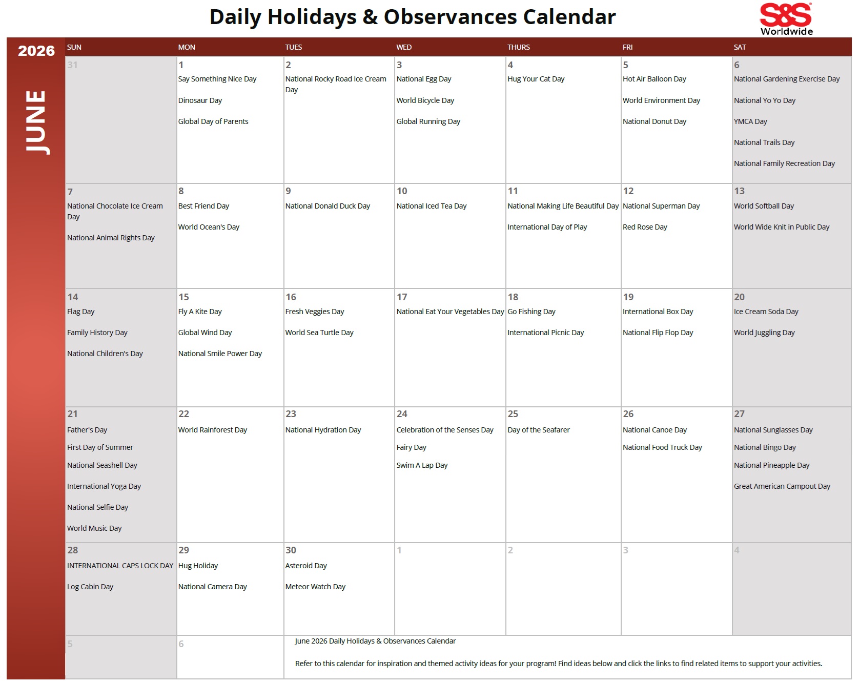 june daily holidays calendar